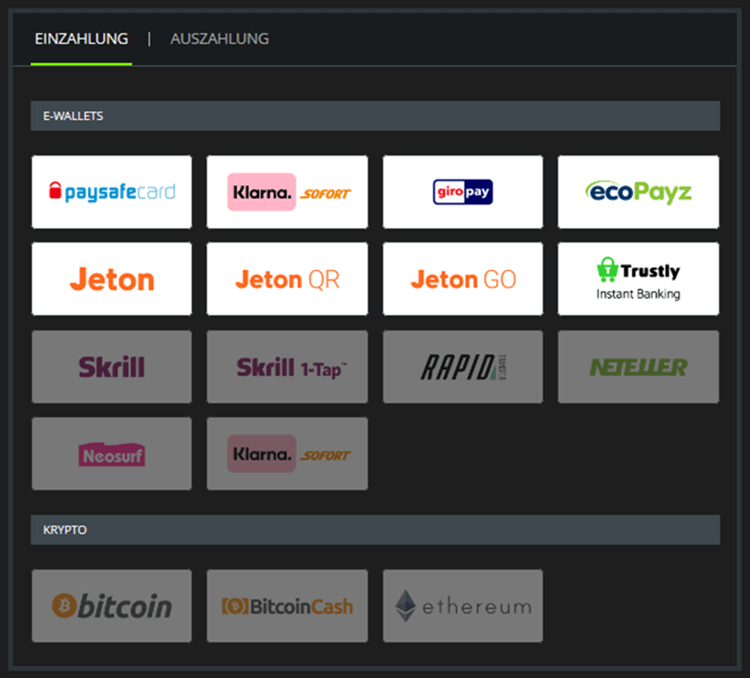 seriösen Online Casino Zahlungsmethoden