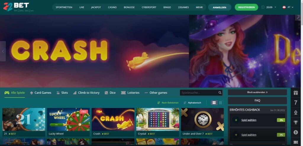 22Bet Casino mit Jackpot