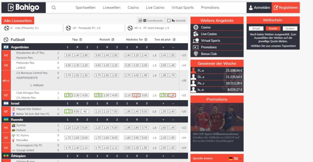 Bahigo Live Wetten